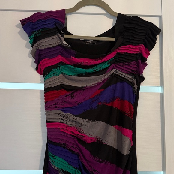 Rampage Asymmetrical Dress with Multicolor Stripes - Picture 3 of 6